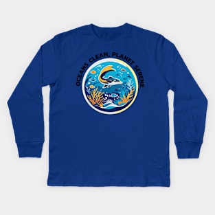 Clean Ocean and Marine Conservation Kids Long Sleeve T-Shirt